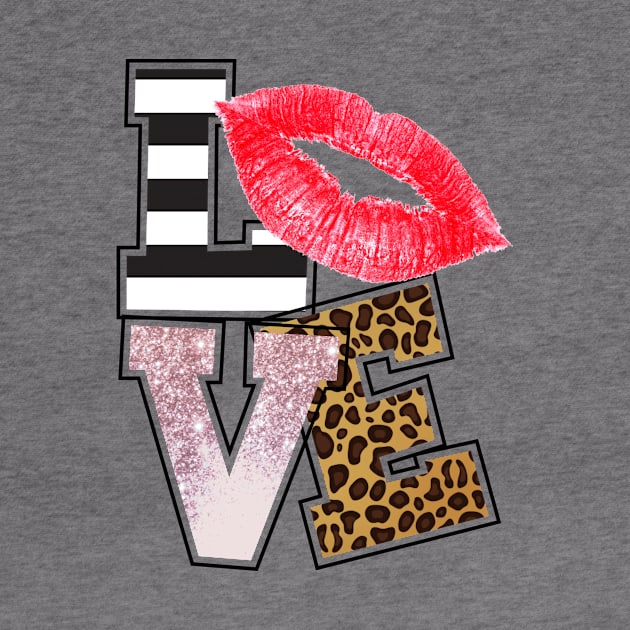 Love - Lips with Glittle and Leopard Print by Rebel Merch